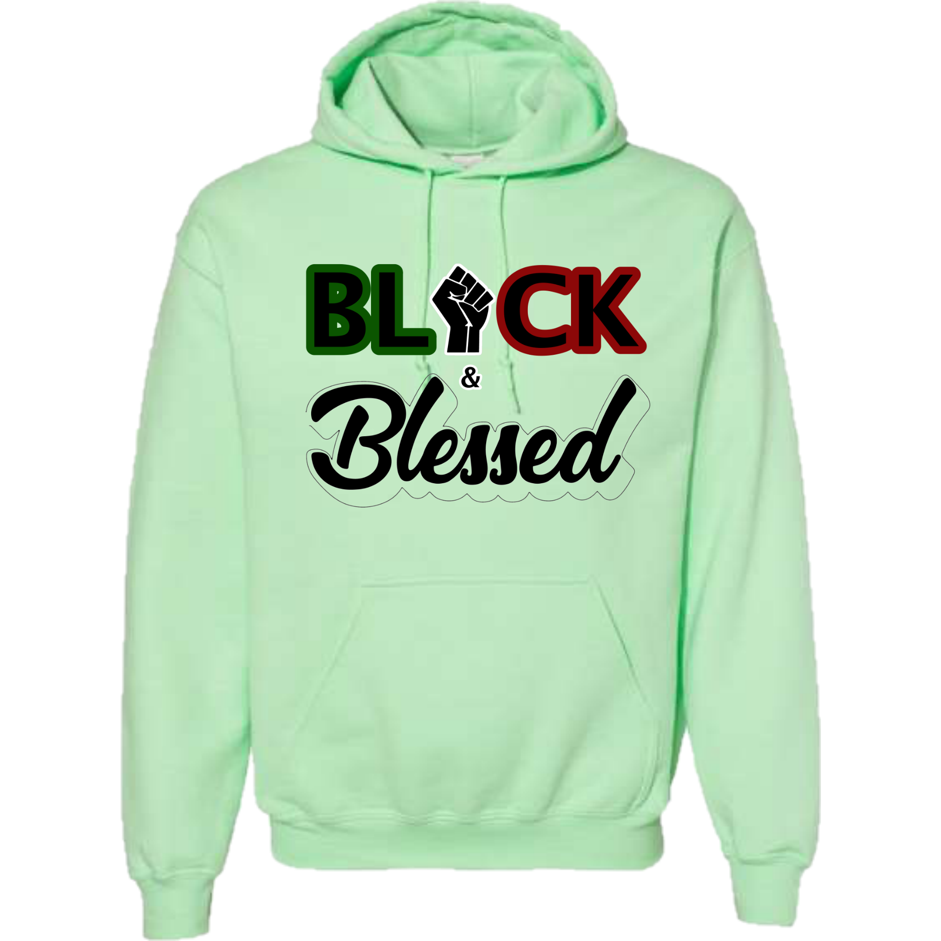 Black & Blessed - Mint Green Hoodie