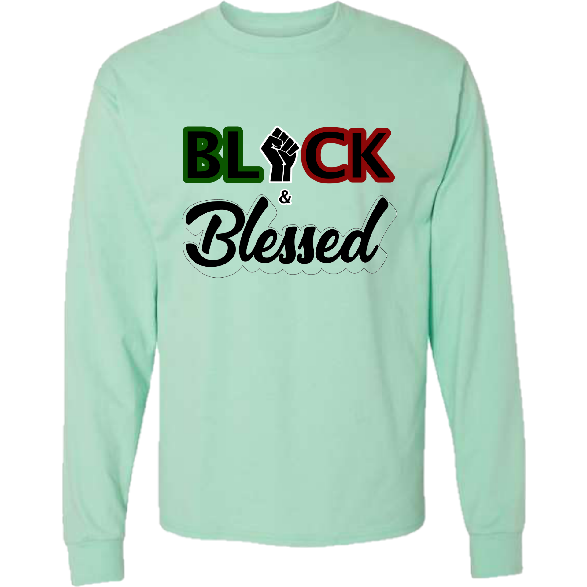 Black & Blessed - Mint Green Long Sleeve